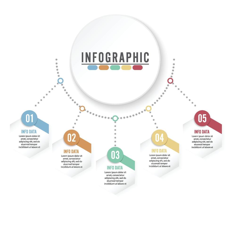 Plantilla de opciones de número de infografías abstractas. ilustración vectorial. se puede utilizar para el diseño de flujo de trabajo, diagrama, opciones de pasos comerciales, banner, diseño web. vector