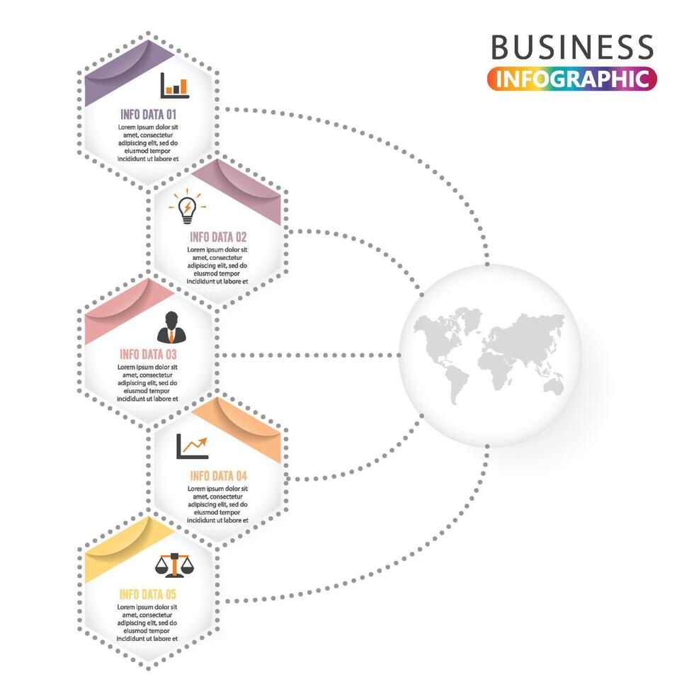 Abstract infographics number 5 options template. Vector illustration. Can be used for workflow layout, diagram, business step options, banner, web design. Business data visualization. Process chart.