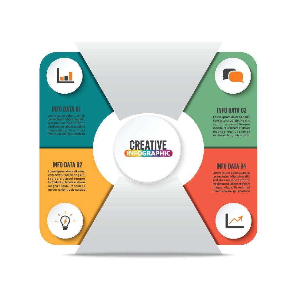 ilustración vectorial de conectar cuatro elementos infográficos de 4 interruptores. vector