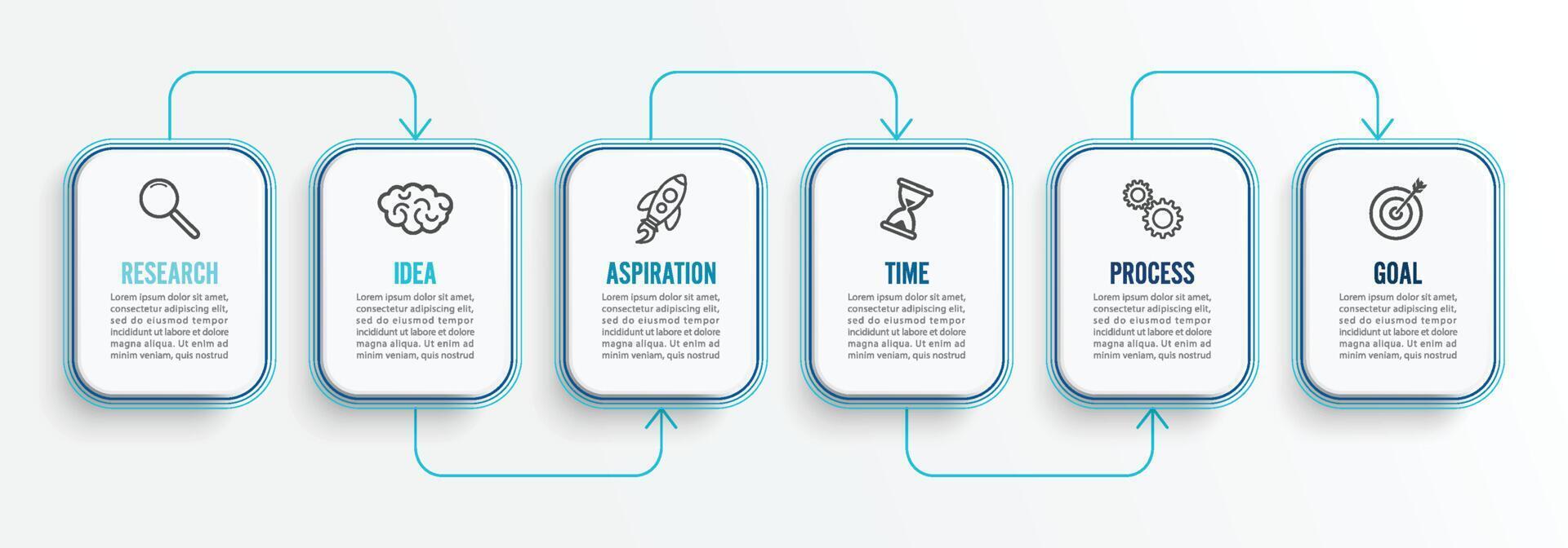 Vector infographic template with icons and 6 options or steps. Infographics for business concept. Can be used for presentations banner, workflow layout, process diagram, flow chart, info graph.