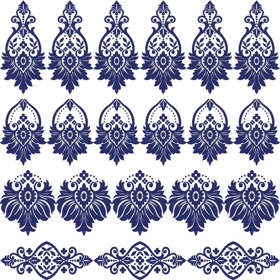 Seamless damask pattern vector