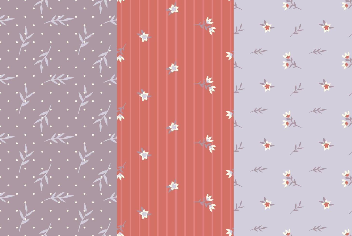 MIXED OF CUTE FLOWERS PATTERN DESIGN SET vector