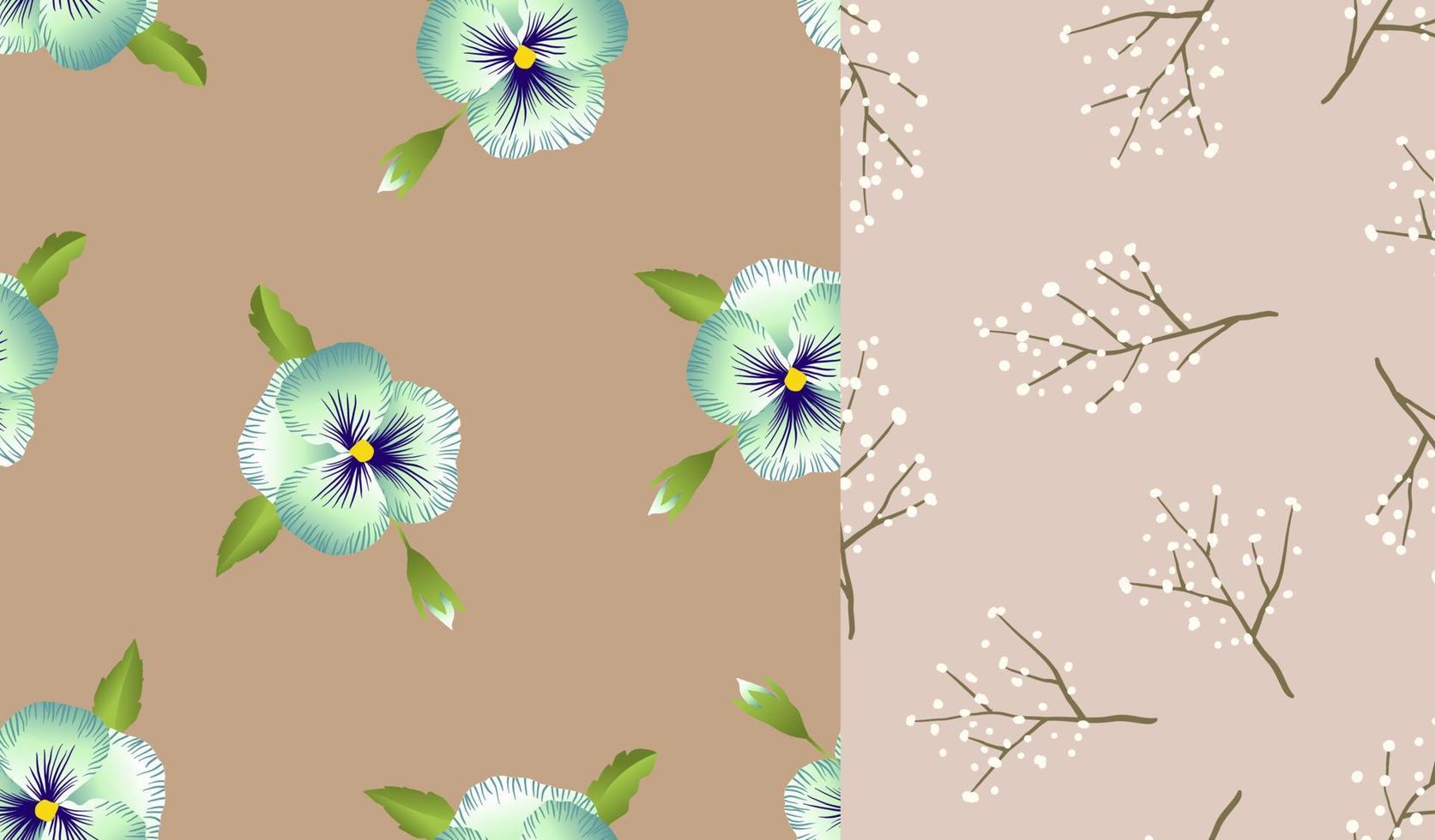 MIXED OF CUTE FLOWERS PATTERN DESIGN SET WITH EARTH TONE COLORS vector