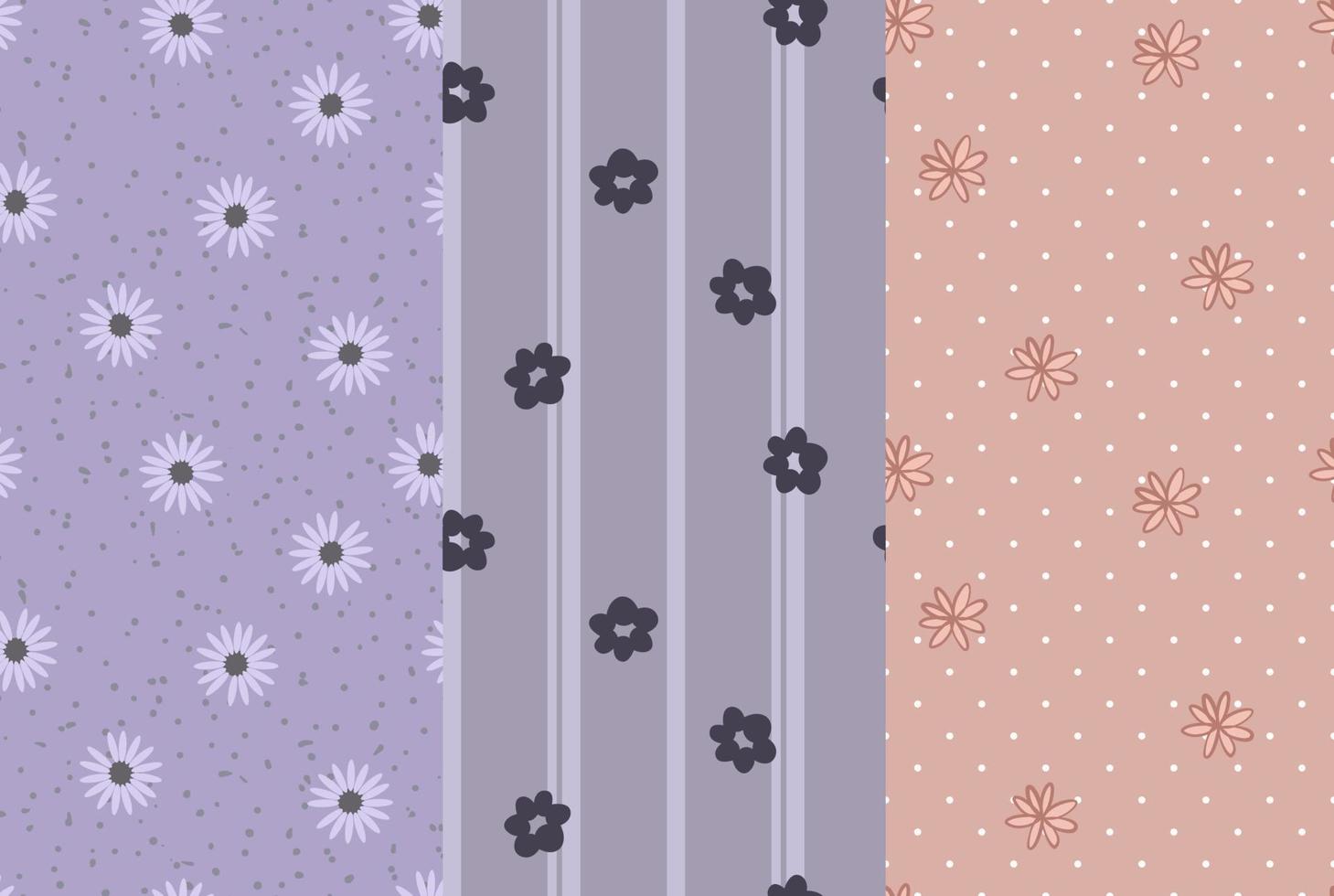 MIXED OF CUTE FLOWERS PATTERN DESIGN SET WITH EARTH TONE COLORS vector