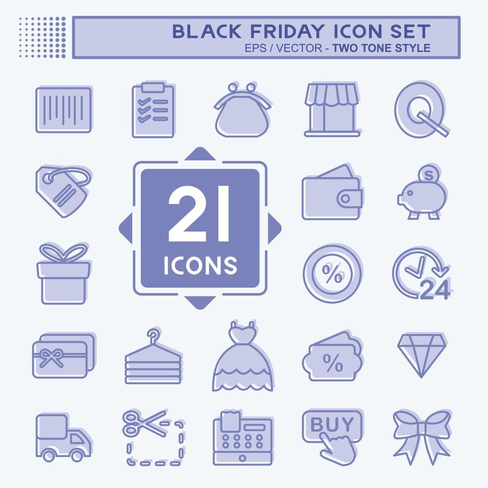 Icon Set Black Friday. suitable for Business symbol. two tone style. simple design editable. design template vector. simple symbol illustration vector