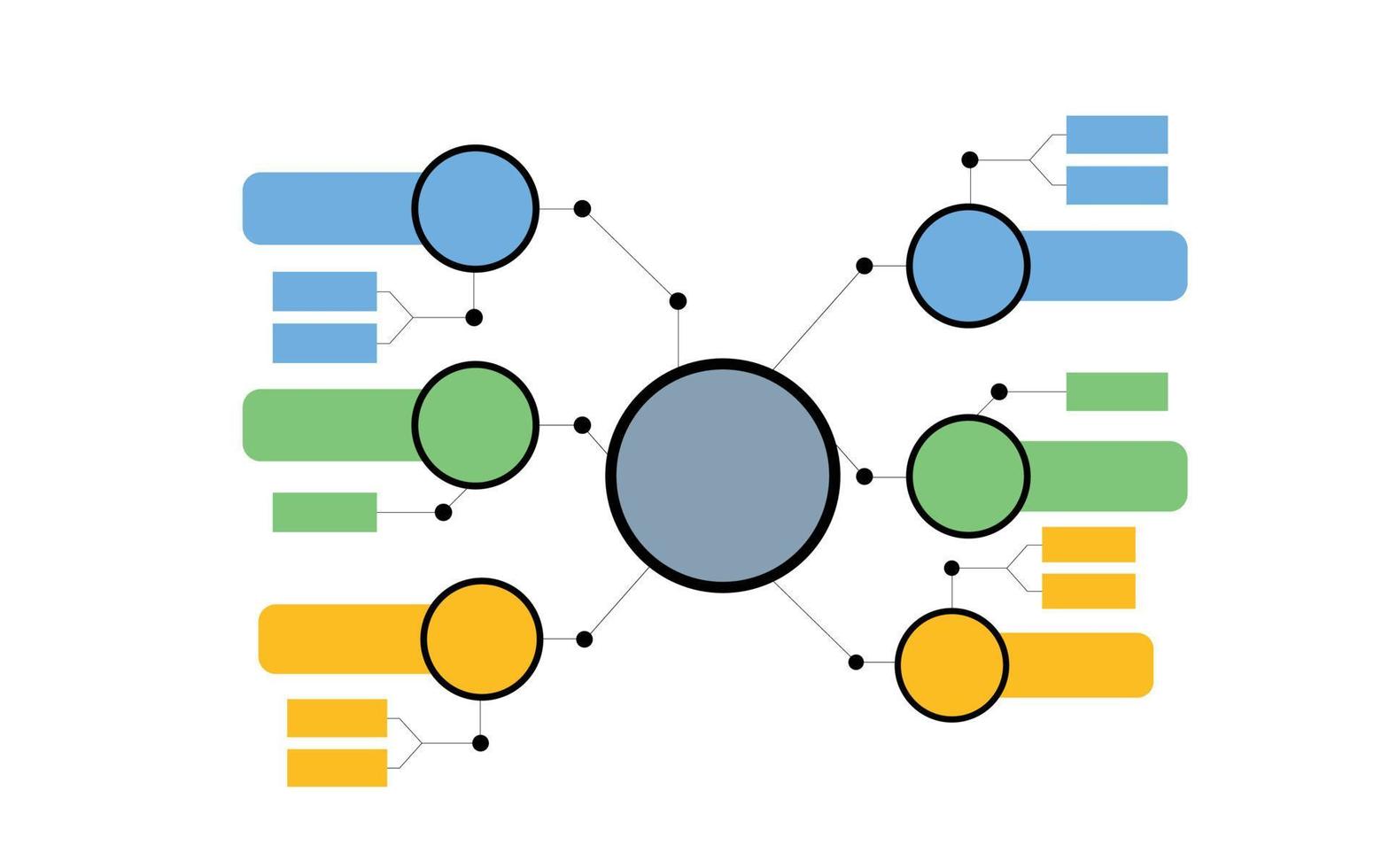 ilustración vectorial creativa de la plantilla infográfica de mapa mental aislada en un fondo transparente con lugar para su contenido. vector