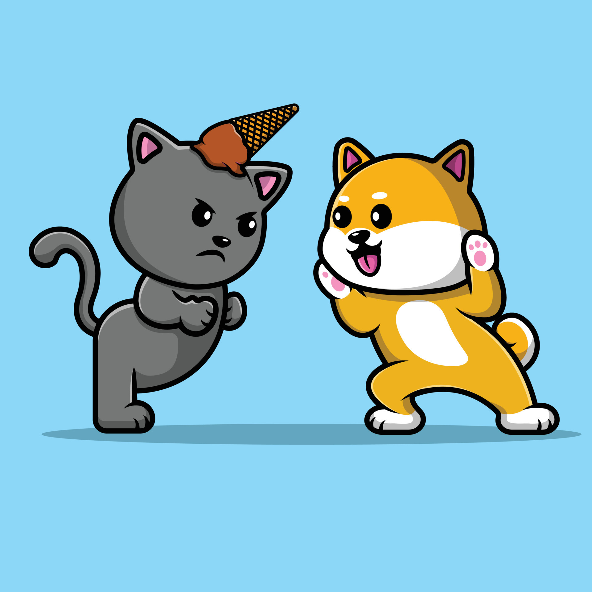 dancing dog and cat