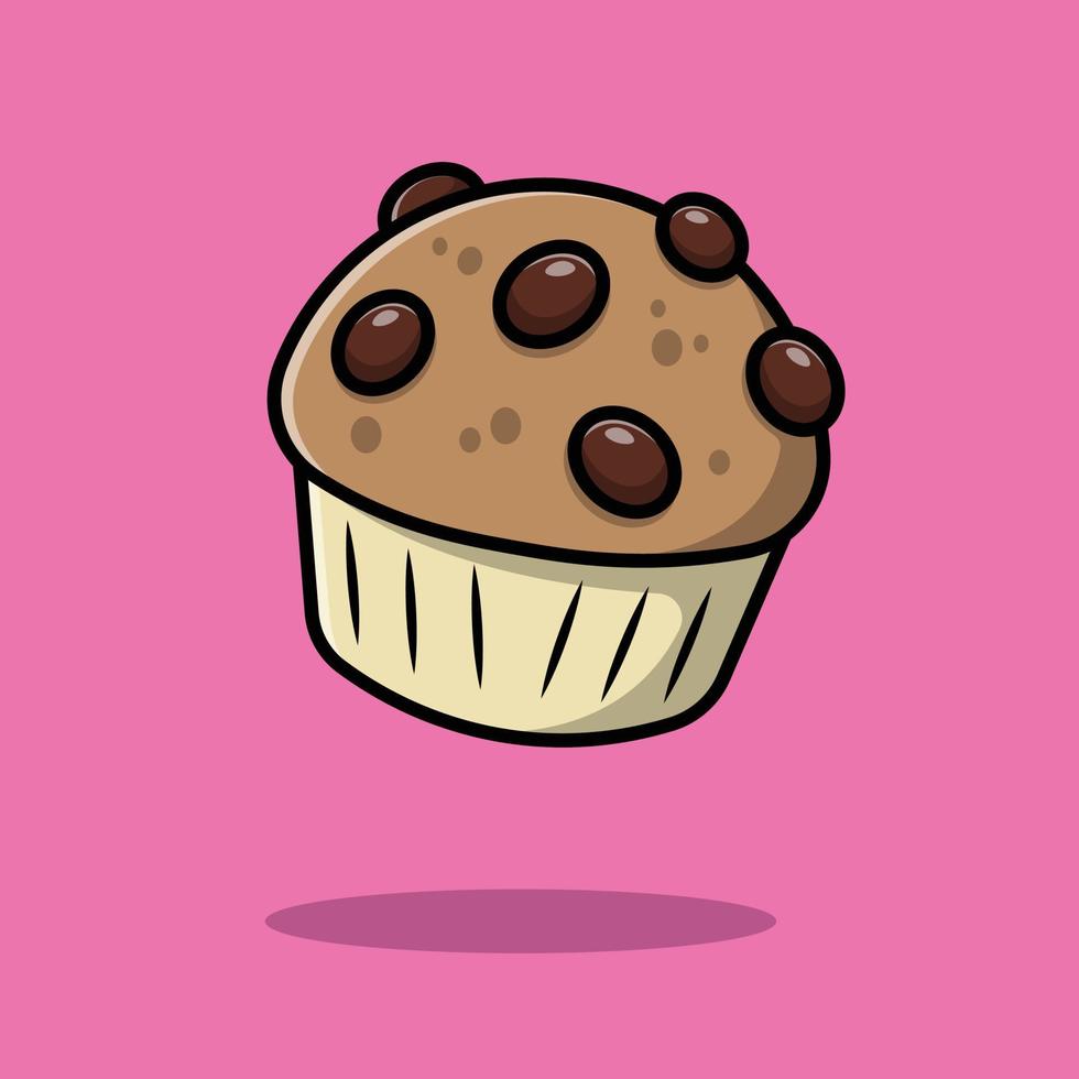 Cup Cake Cartoon Vector Icon Illustration. Food Icon Concept Isolated Premium Vector.