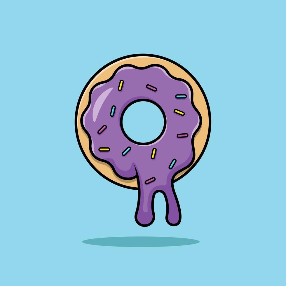 Doughnut Cartoon Vector Icon Illustration. Food Icon Concept Isolated Premium Vector.