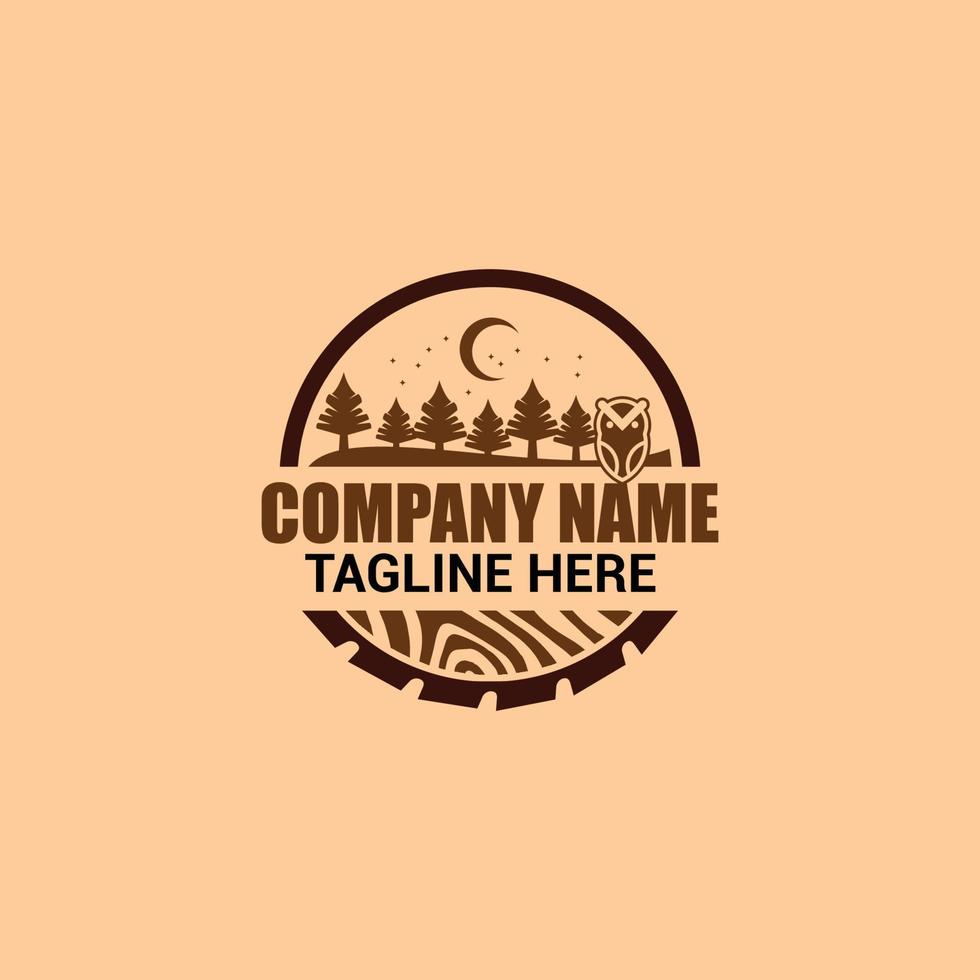 label of wood and forest badge logo simple icon design illustration vector