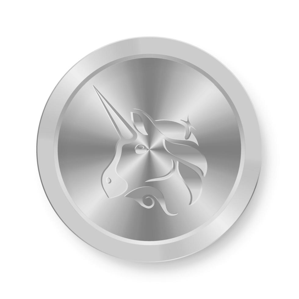 Silver coin of Uniswap Concept of internet web cryptocurrency vector