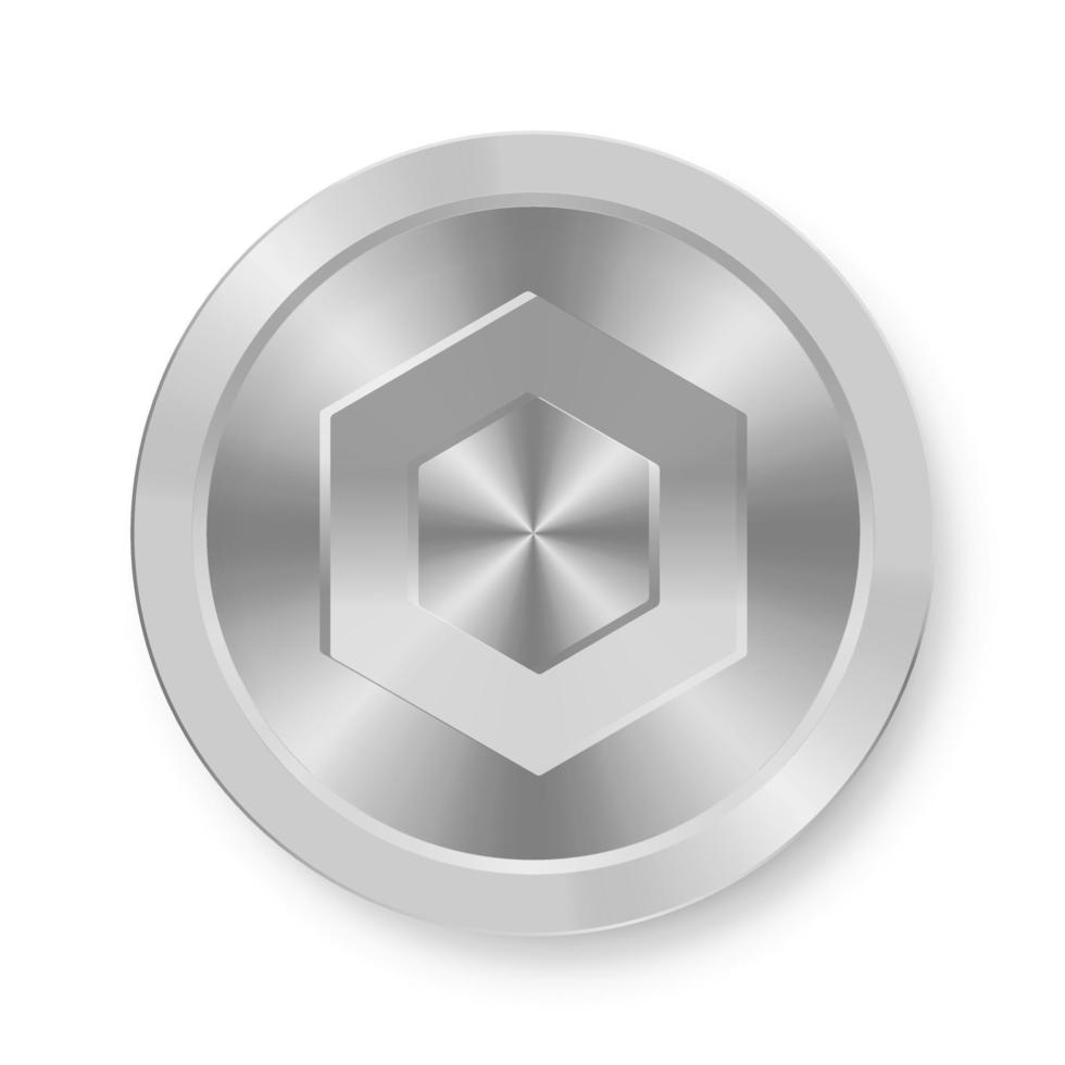 Silver coin of Chainlink Concept of internet web cryptocurrency vector