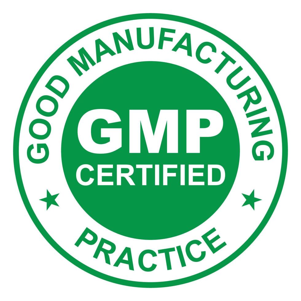 GMP Good Manufacturing Practice certified round stamp on white background - Vector