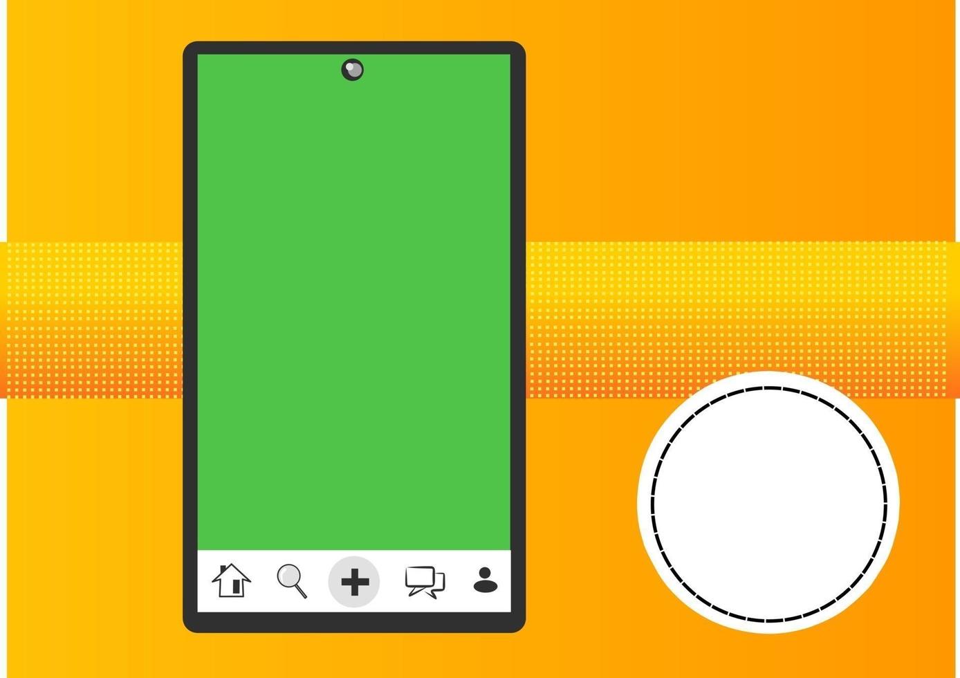 Background template with green mobile phone screen vector