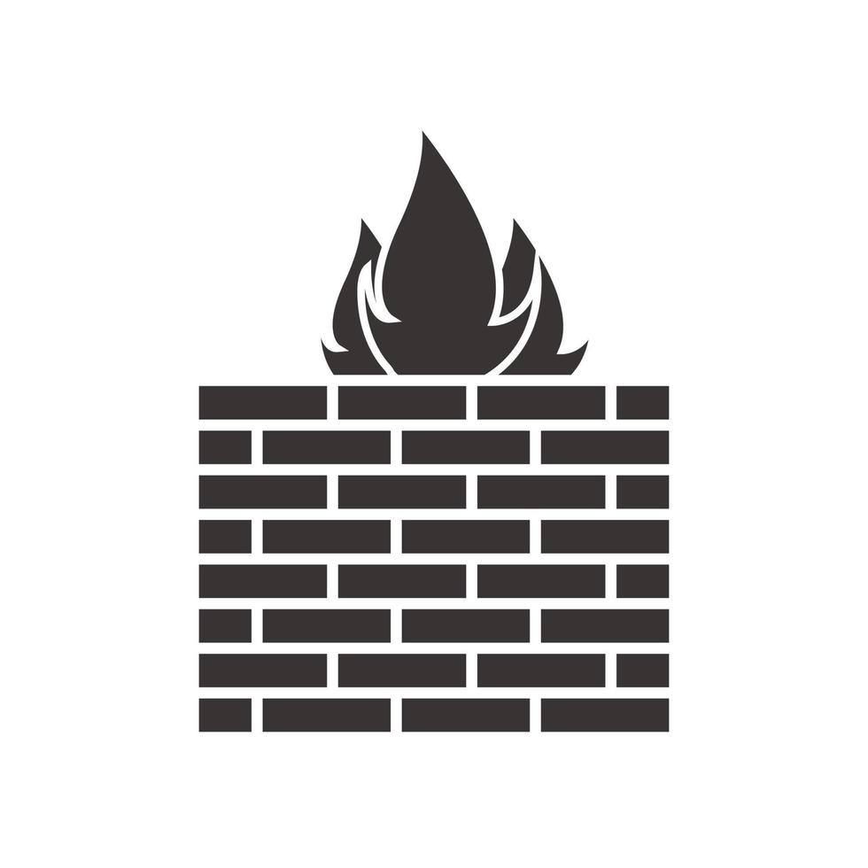 Brick, fire, danger sign, silhouette icon. illustrator. vector