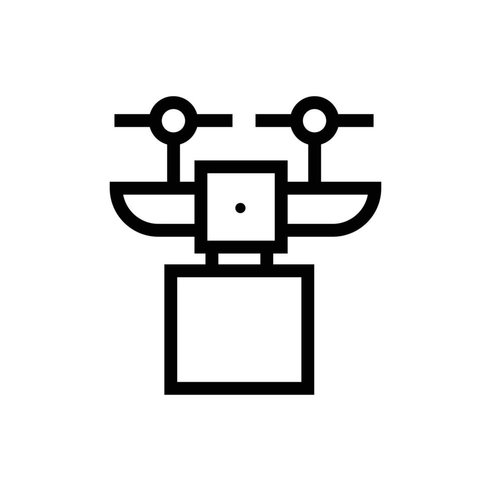 ilustración del ícono del paquete con drones, tecnología renovable, entrega de bienes. vector