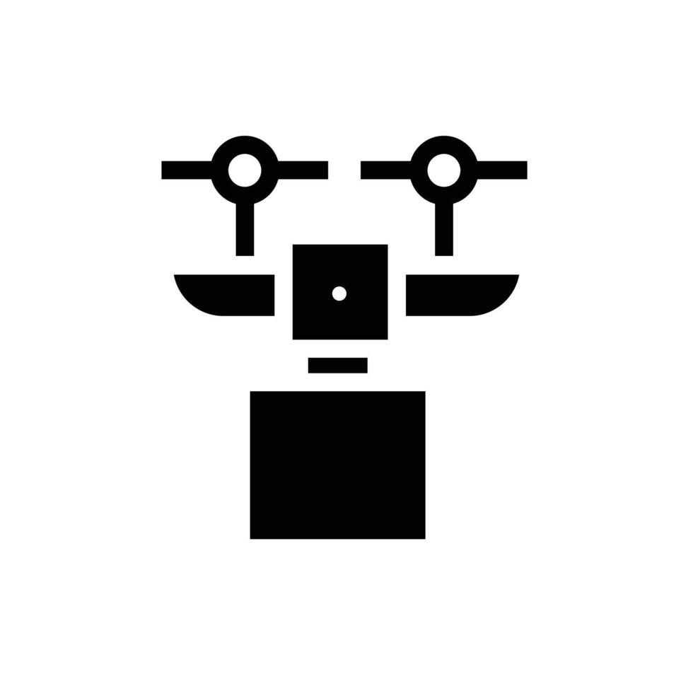 ilustración del icono del paquete con drone, entrega de carga aérea. icono de silueta vector