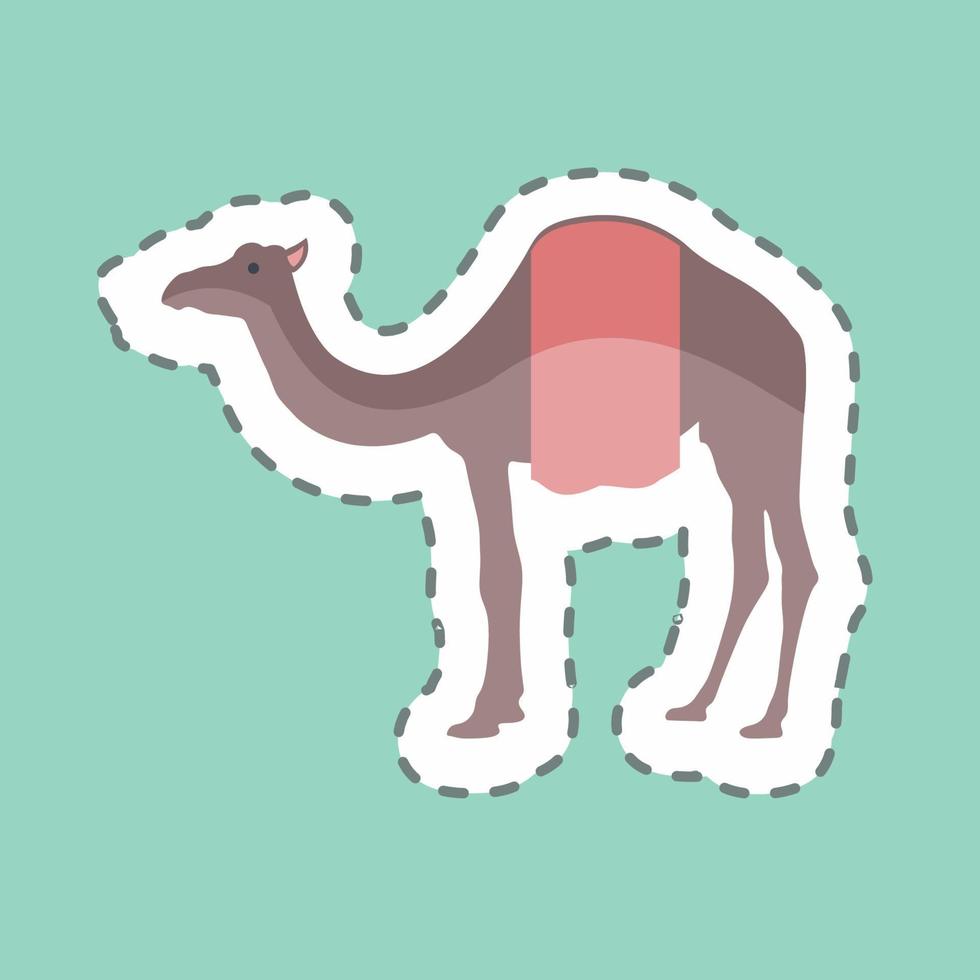 Sticker line cut Camel. suitable for animal symbol. vector