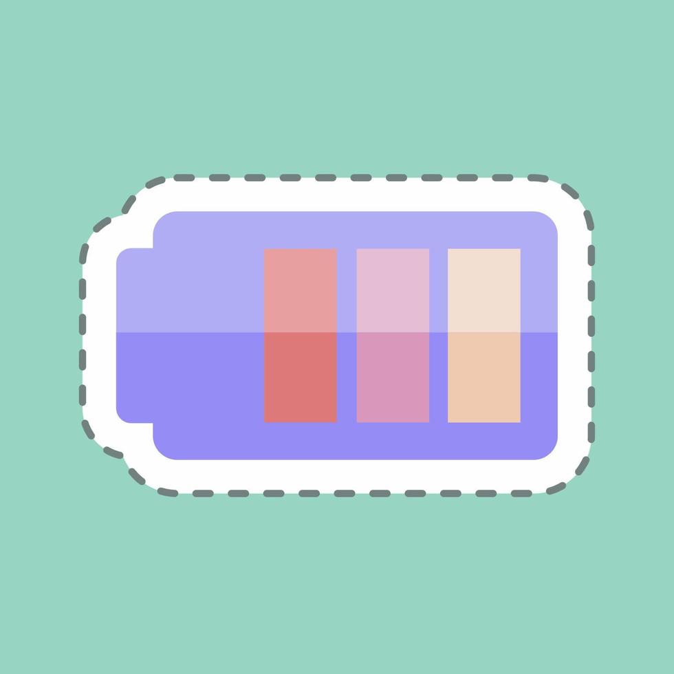 Sticker line cut Battery 1. suitable for Mobile Apps symbol vector