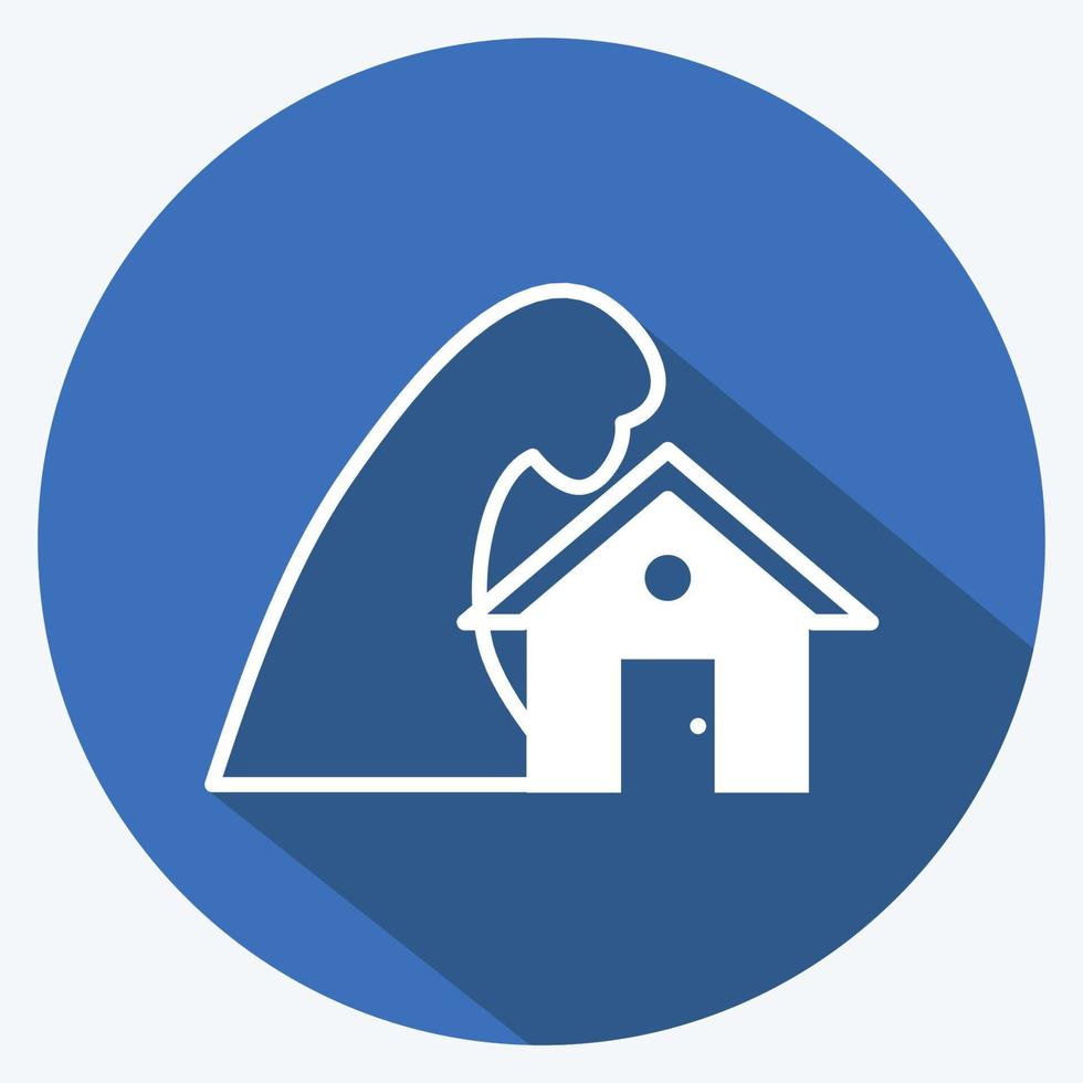 Icon Storm Hitting House. suitable for disasters symbol. vector