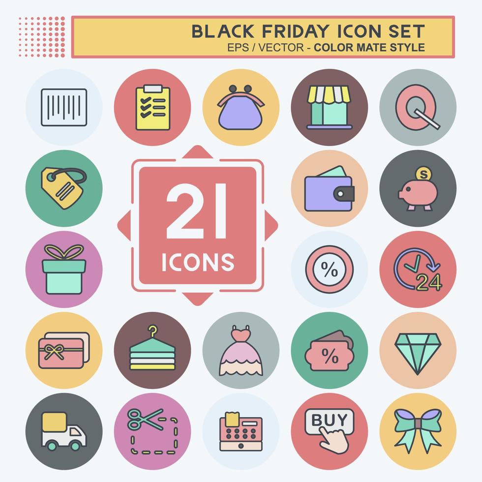 Icon Set Black Friday. suitable for Business symbol. color mate style. simple design editable. design template vector. simple symbol illustration vector
