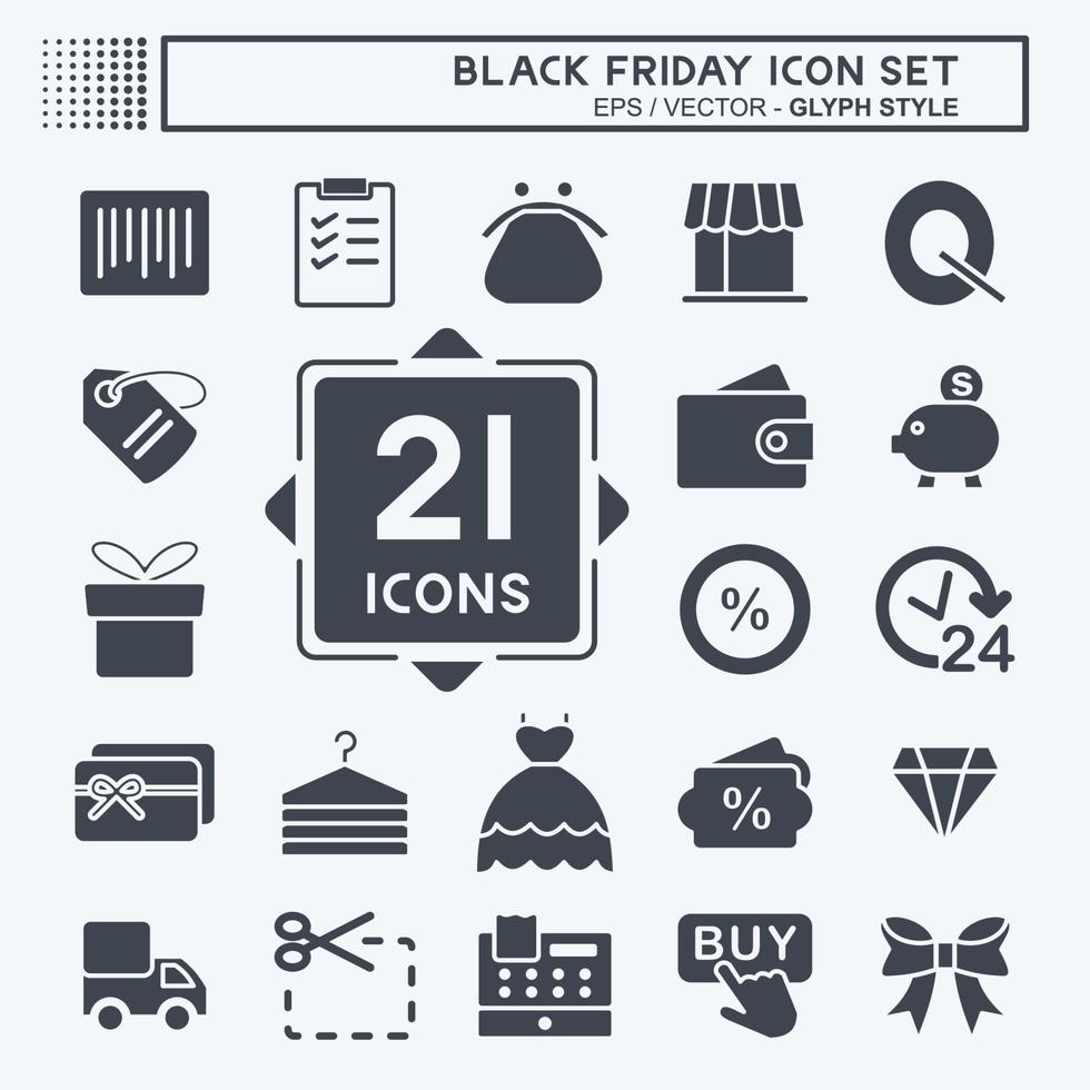 Icon Set Black Friday. suitable for Business symbol. glyph style. simple design editable. design template vector. simple symbol illustration vector