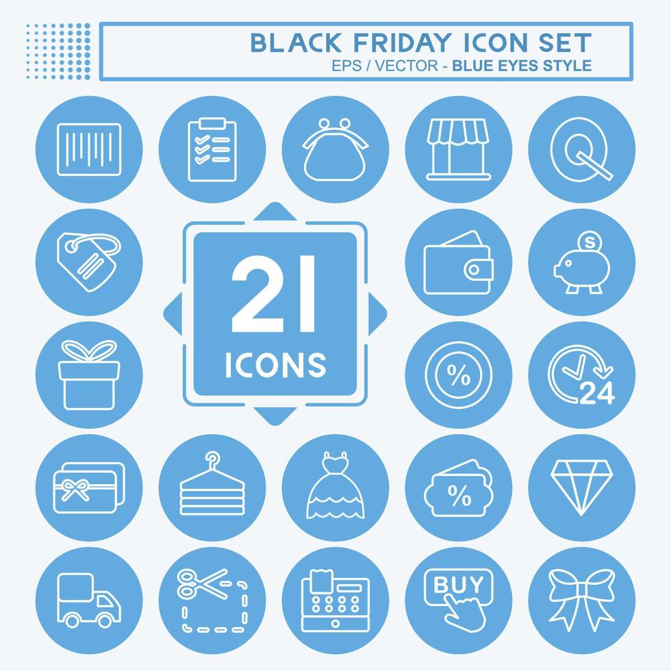 Icon Set Black Friday. suitable for Business symbol. blue eyes style. simple design editable. design template vector. simple symbol illustration vector