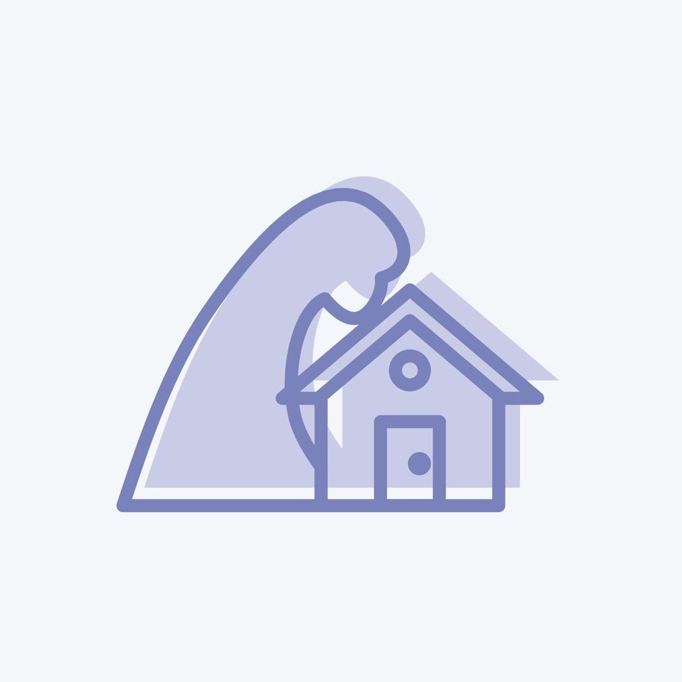 Icon Storm Hitting House. suitable for disasters symbol. vector