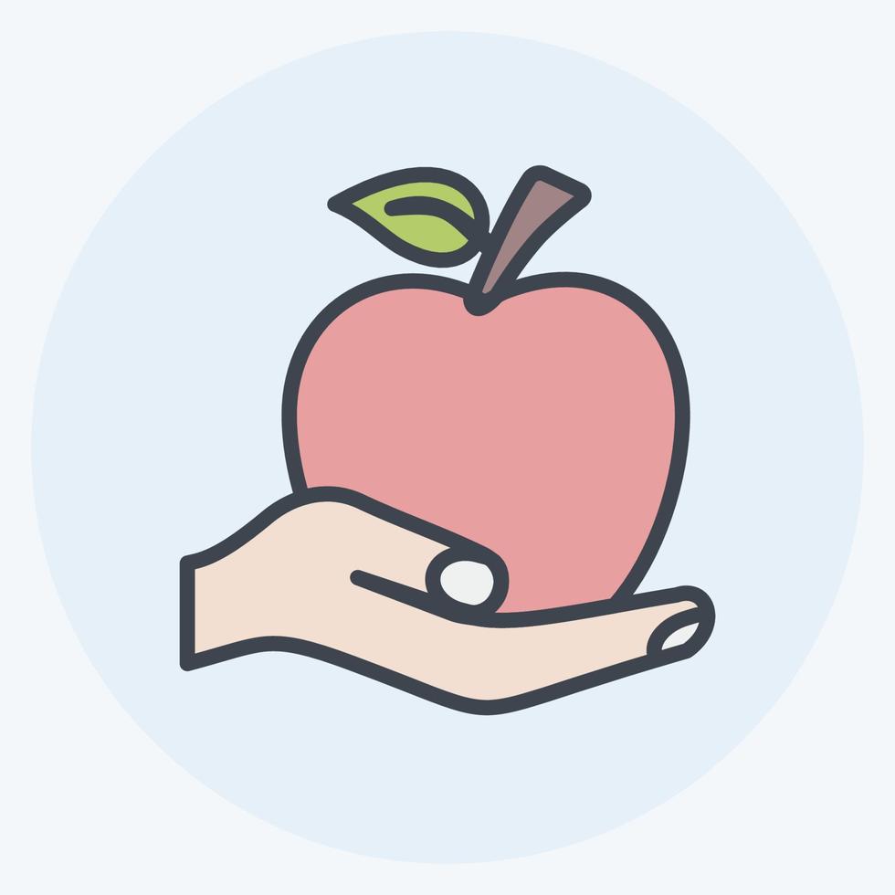 Icon Holding Apple. suitable for Hand Actions symbol. vector