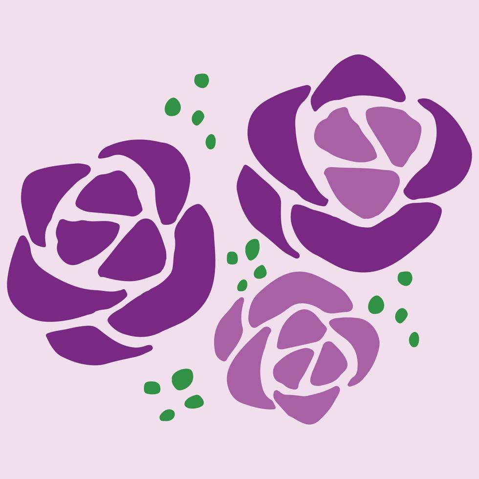 rosas moradas sobre fondo aislado vector