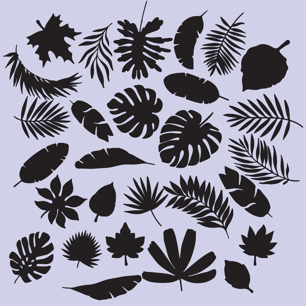 set of leaves silhouettes vector