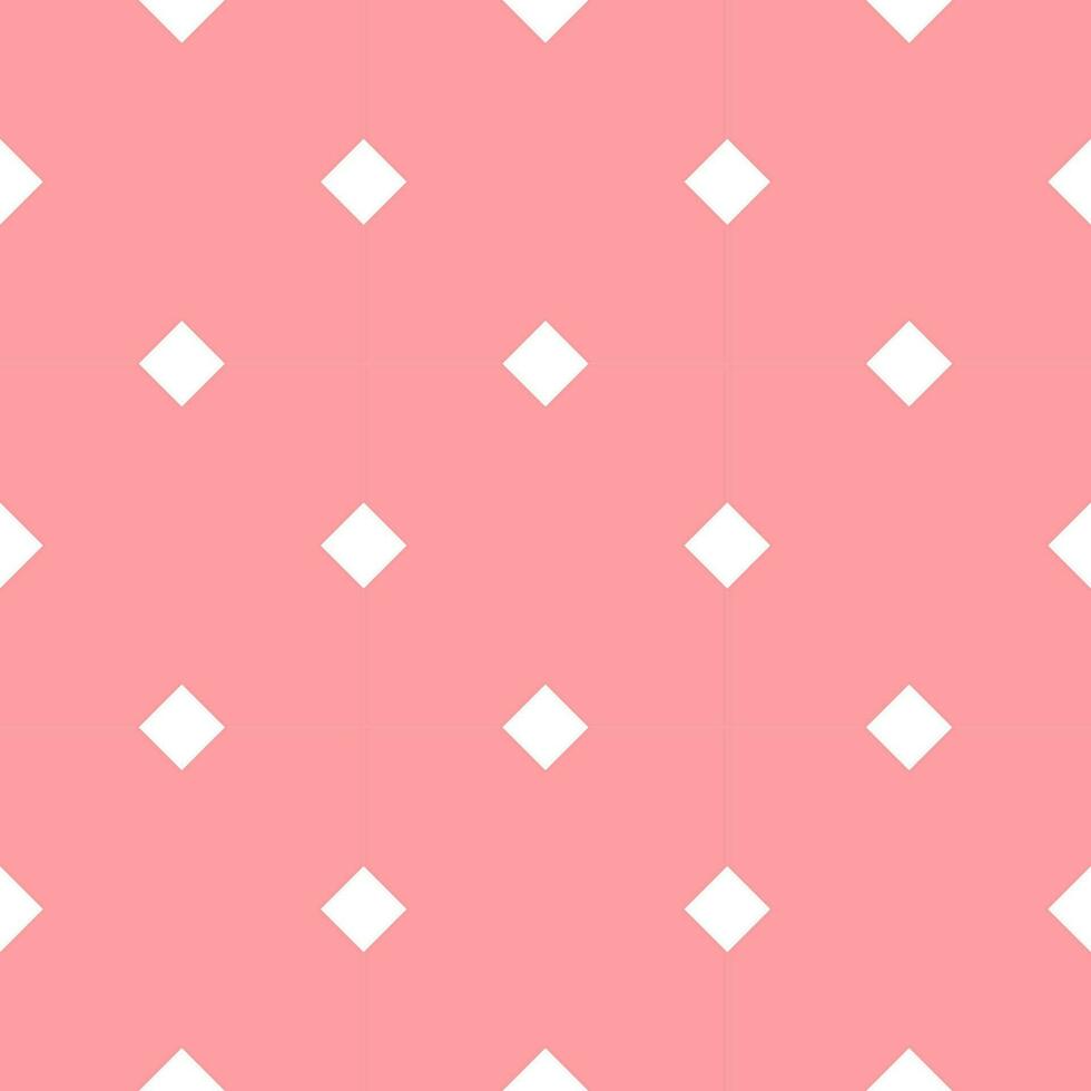 Seamless background with small white square patterns on pink background. vector