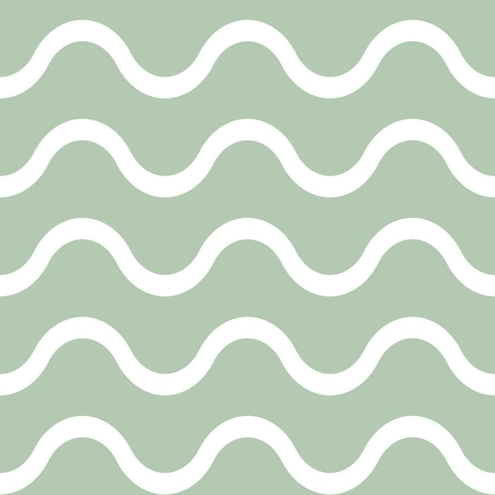 Light green white wavy lines geometric pattern seamless background vector