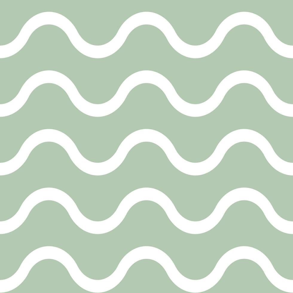 Light green white wavy lines geometric pattern seamless background vector