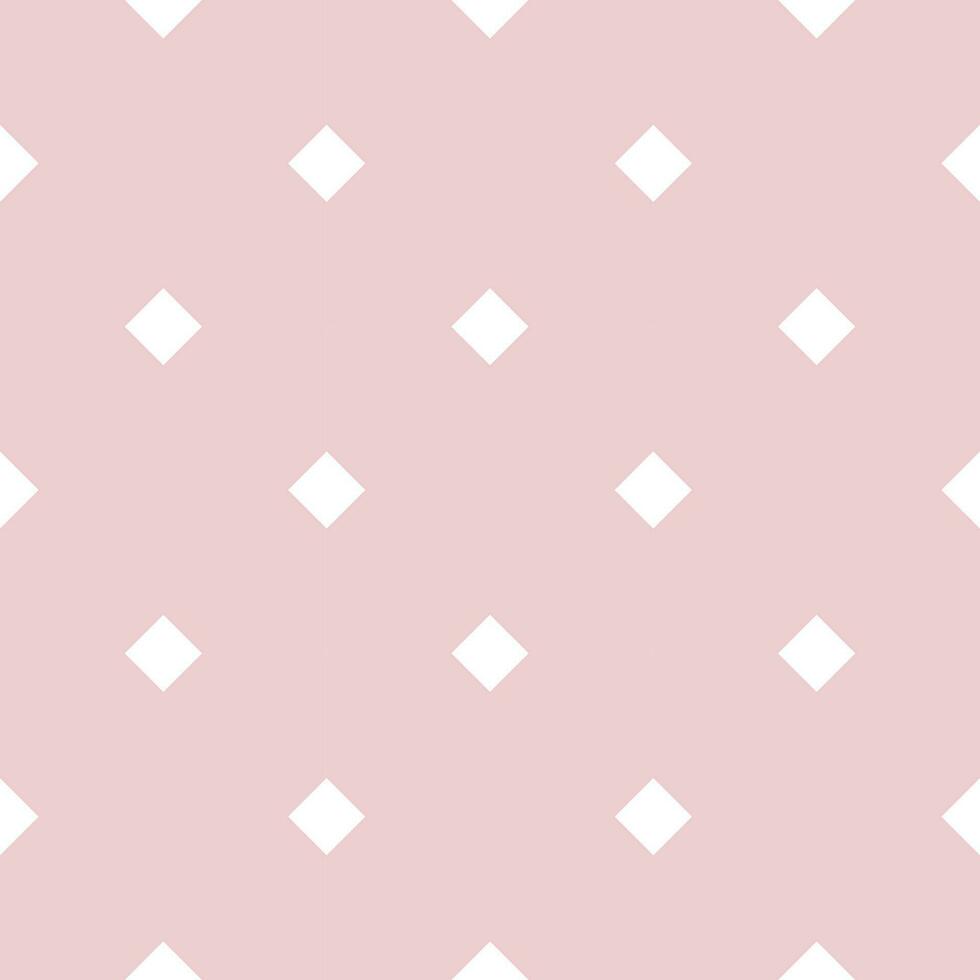Seamless background with small white square patterns on pink background. vector
