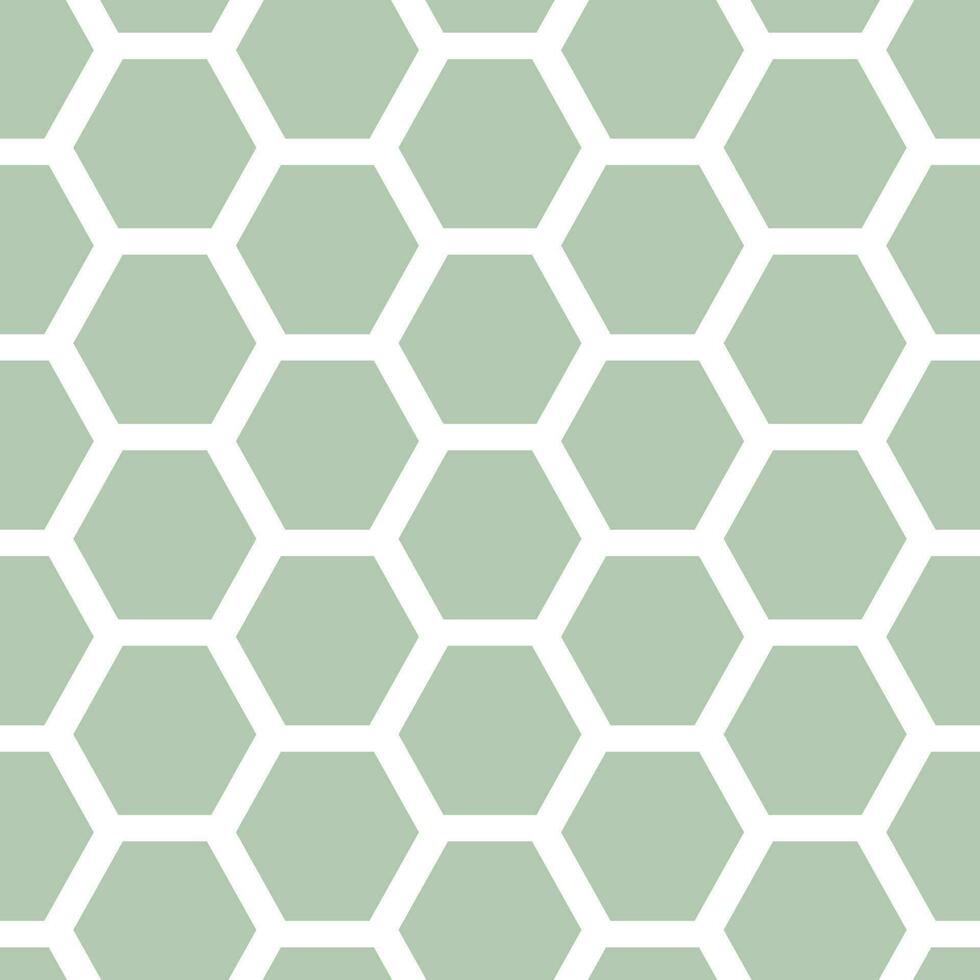 Seamless background with honeycomb geometric pattern or hexagon white light green vector