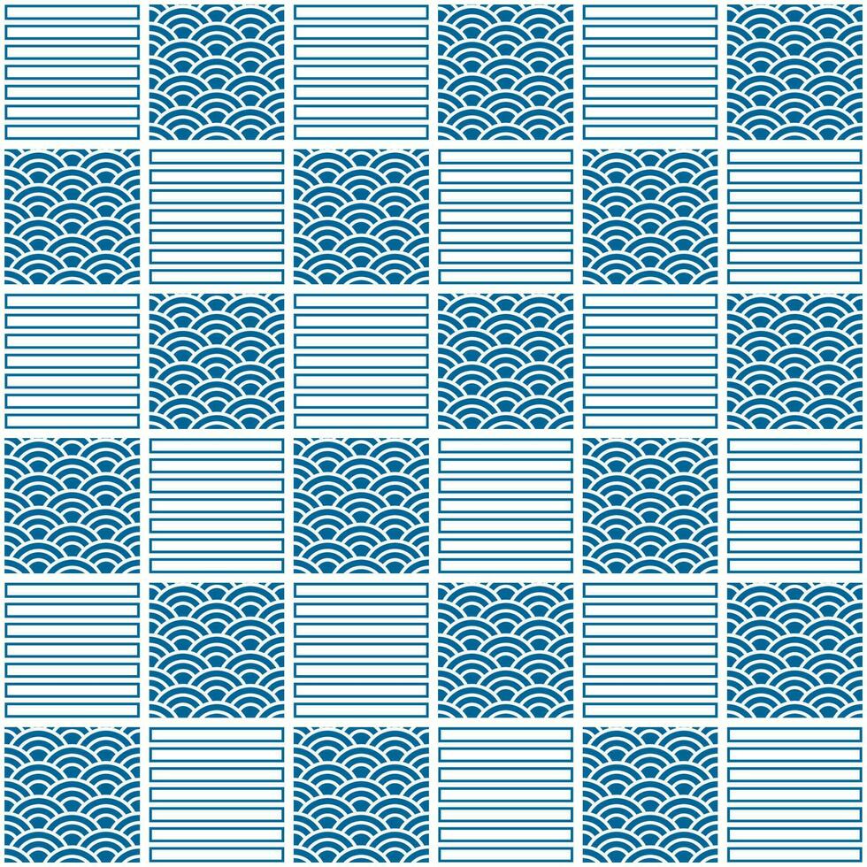 Blue Japanese style wave pattern seamless background vector
