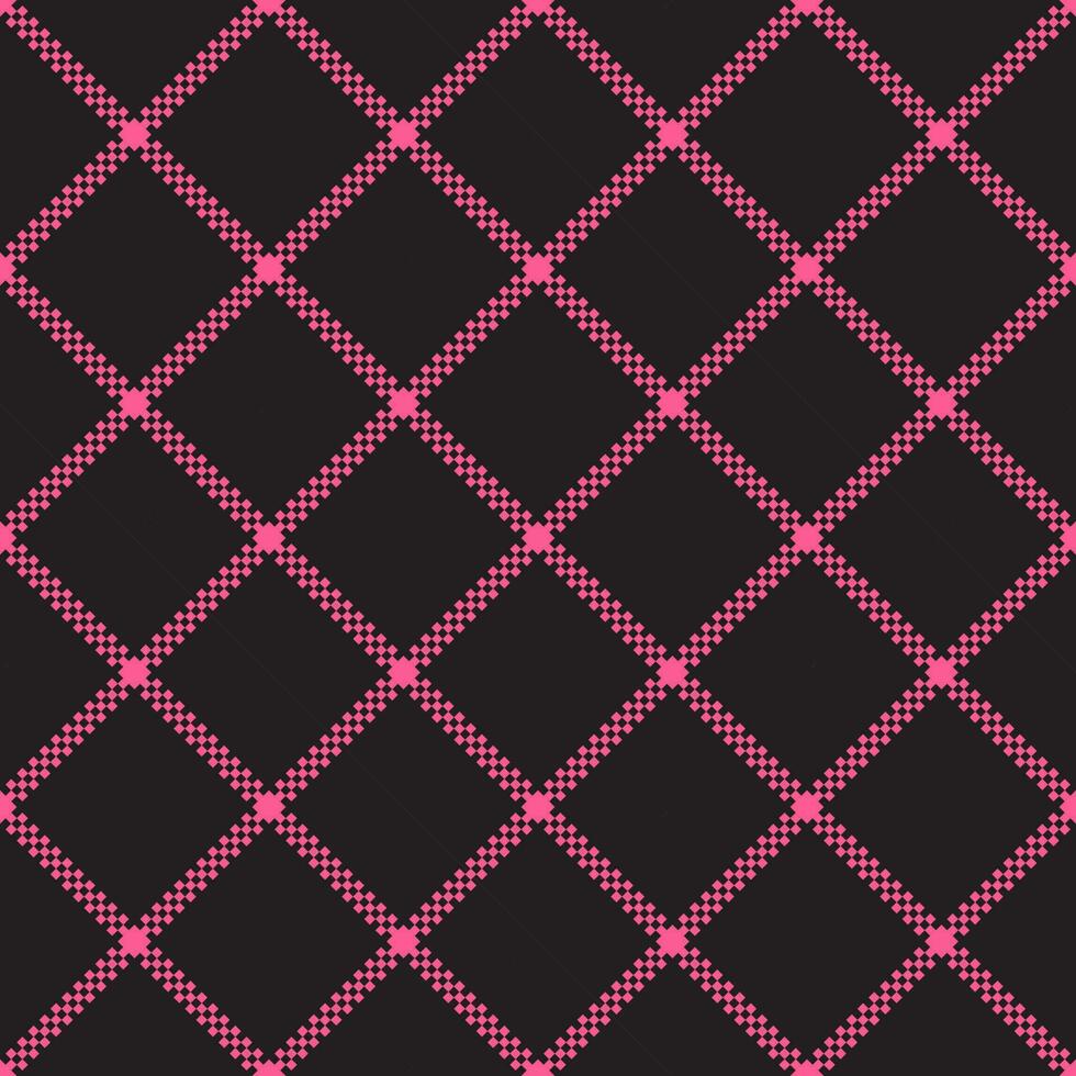 Seamless background with small squares merging pink lines on a black background. vector