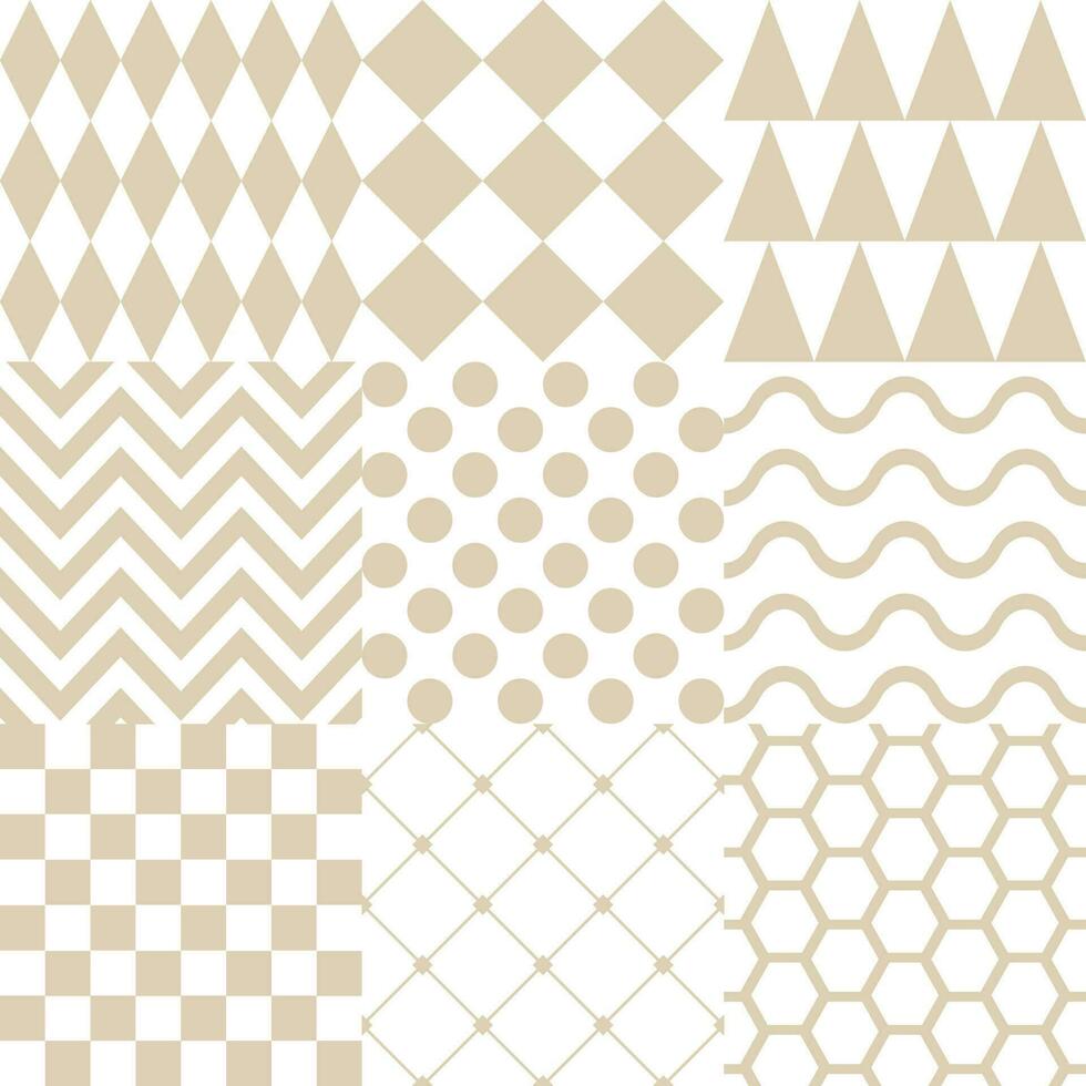 Seamless background with various geometric patterns in brown vector