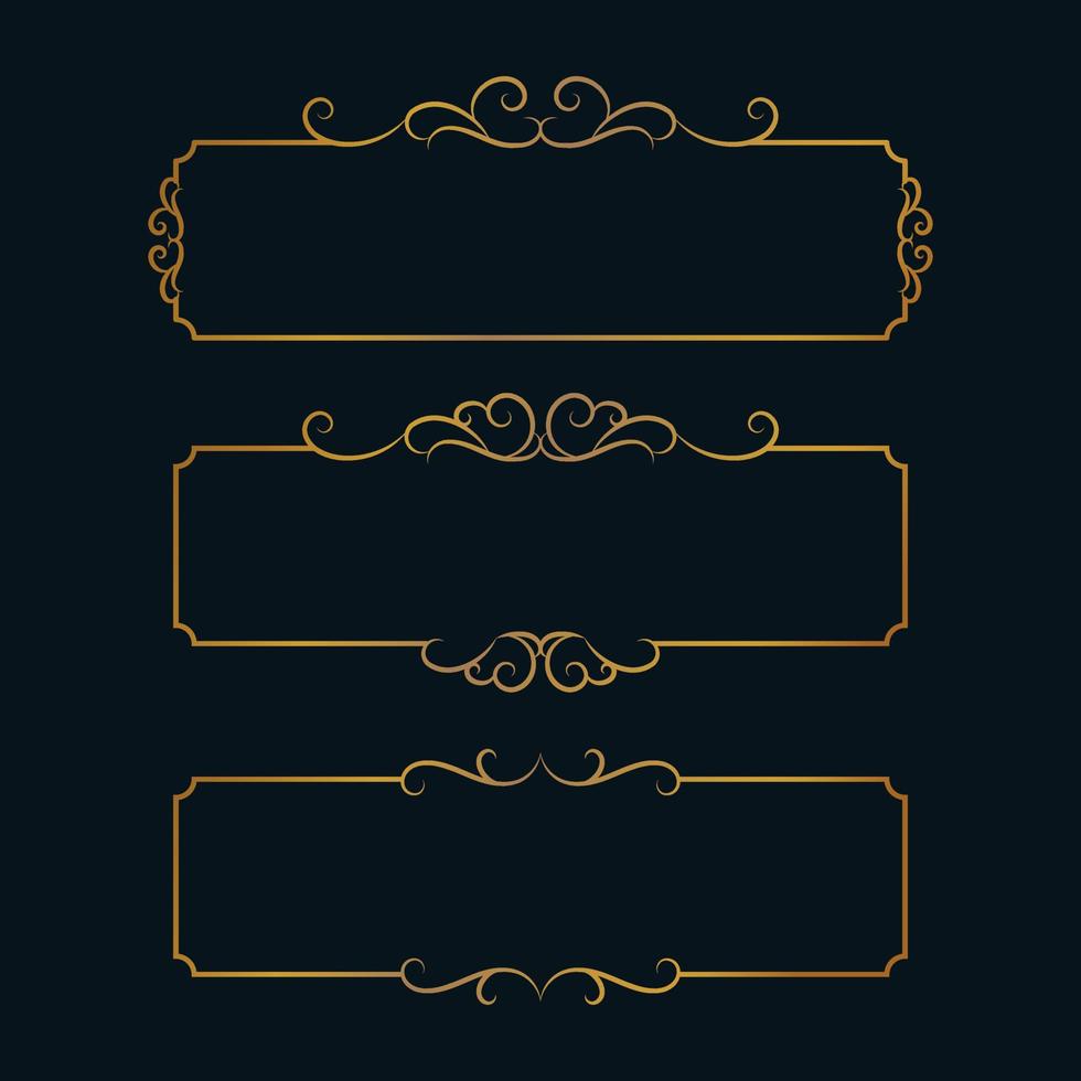 Classic vintage decorative golden frames set of three. - Vector. vector