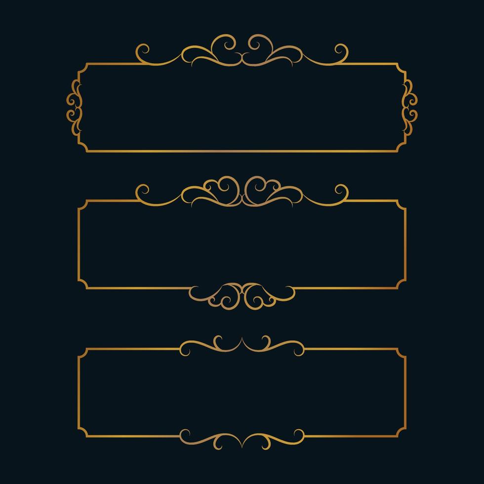 Classic vintage decorative golden frames set of three. - Vector. vector