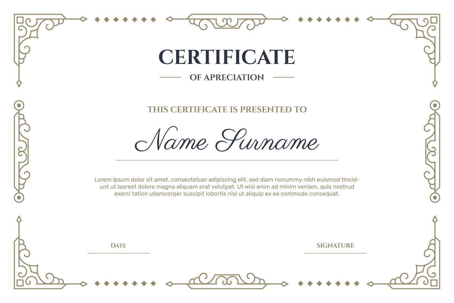 Elegant certificate with frame template. - Vector. vector