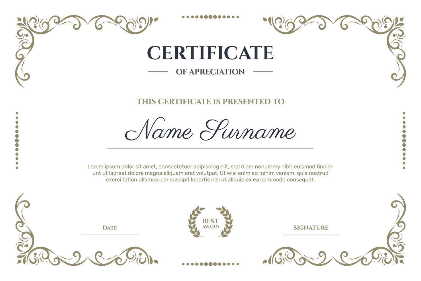 Elegant certificate with frame template. - Vector. vector