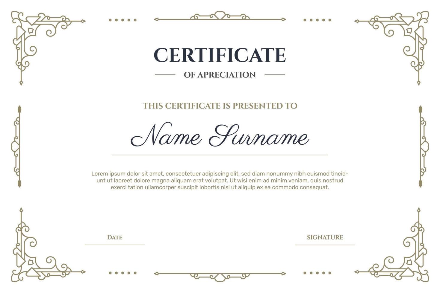 Elegant certificate with frame template. - Vector. vector