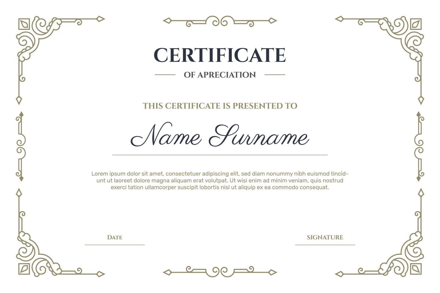Elegant certificate with frame template. - Vector. vector