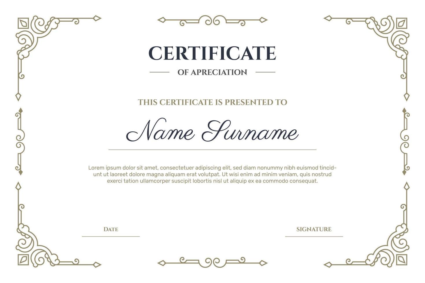 Elegant certificate with frame template. - Vector. vector