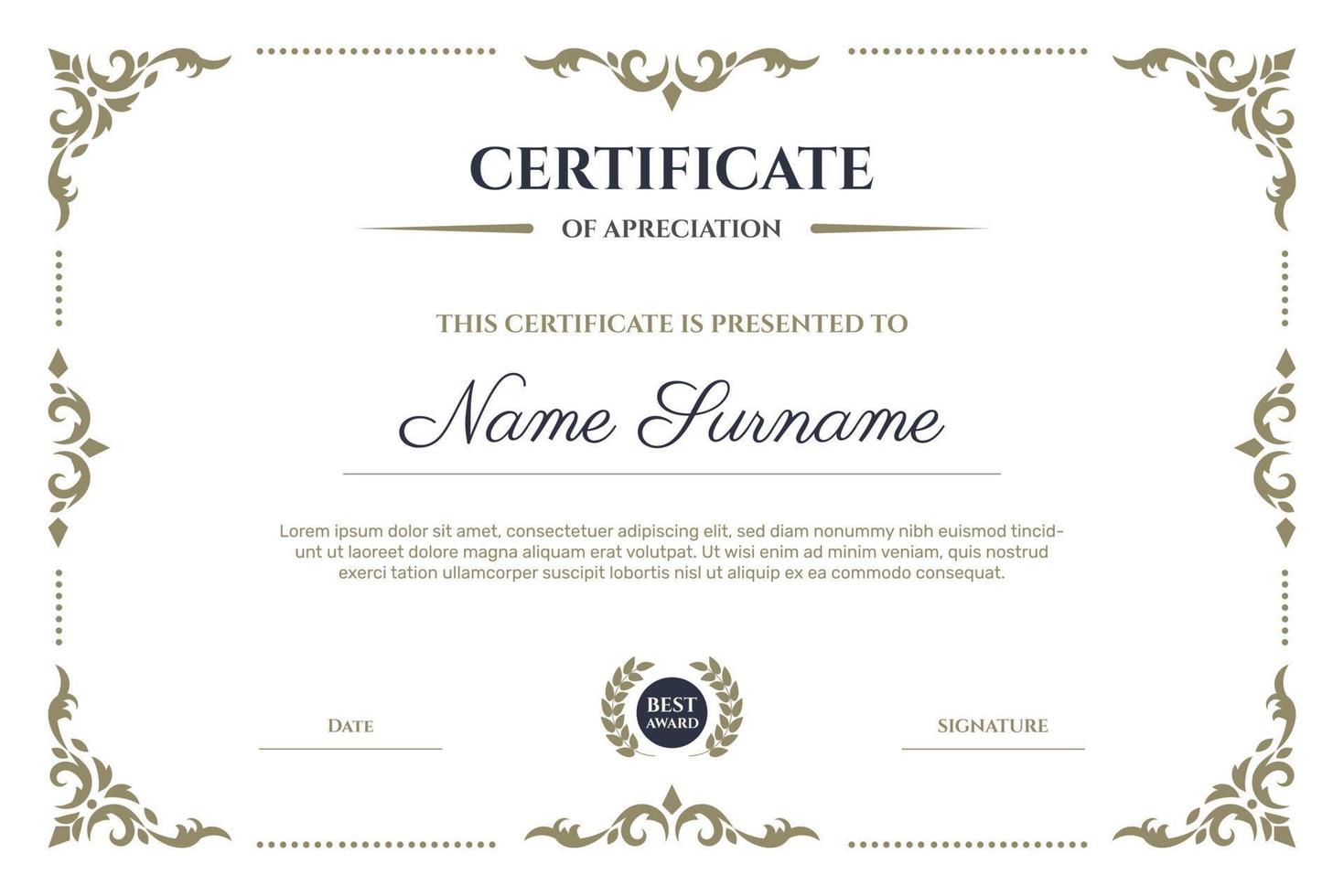 Elegant certificate with frame template. - Vector. vector