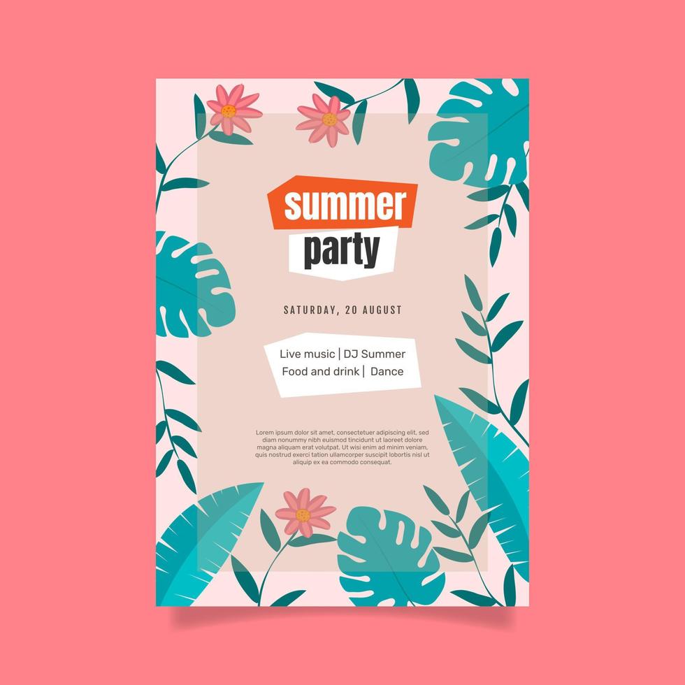 Summer party invitation template. - Vector. vector