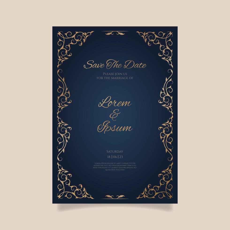 Golden luxury wedding invitation template. - Vector. vector