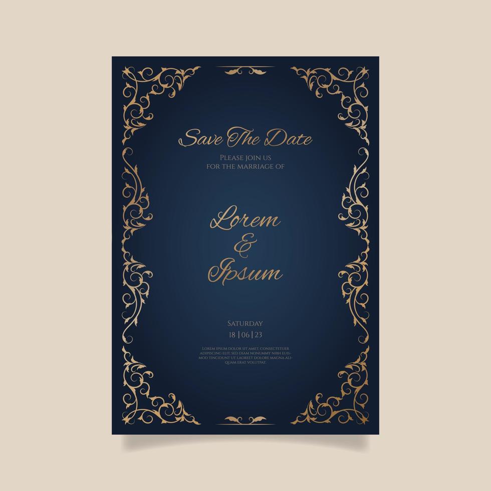 plantilla de invitación de boda de lujo dorado. - vectores. vector